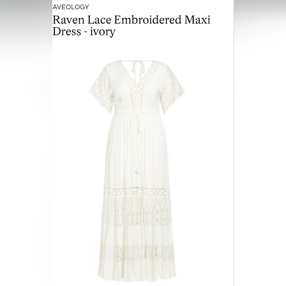 NWT Aveology Maxi Raven Lace dress Ivory color 18/20